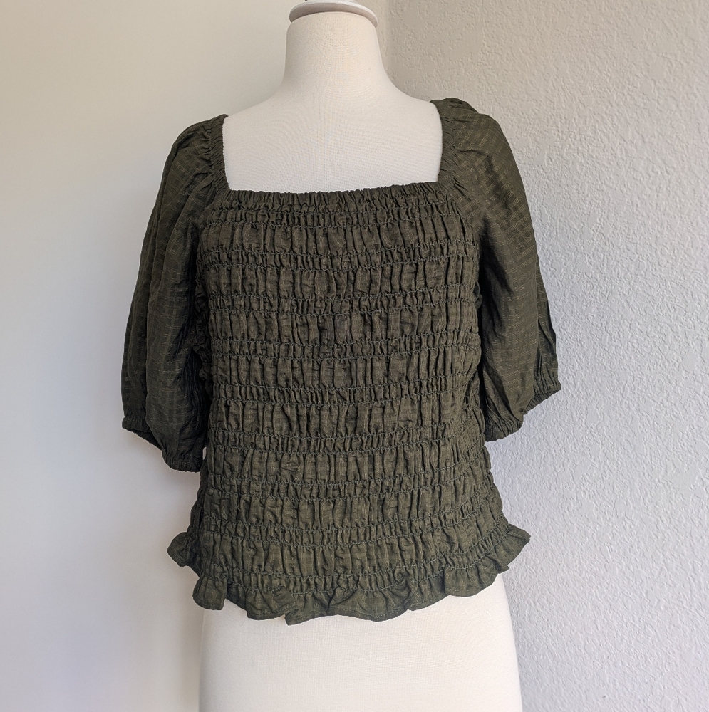 Fitted Smocked Puff Sleeve Tops - Set Of 3